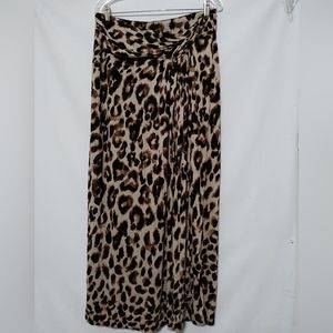 Women’s Chico’s Size 1 (Medium) Pull On Animal Print Maxi Skirt Brown Stretch